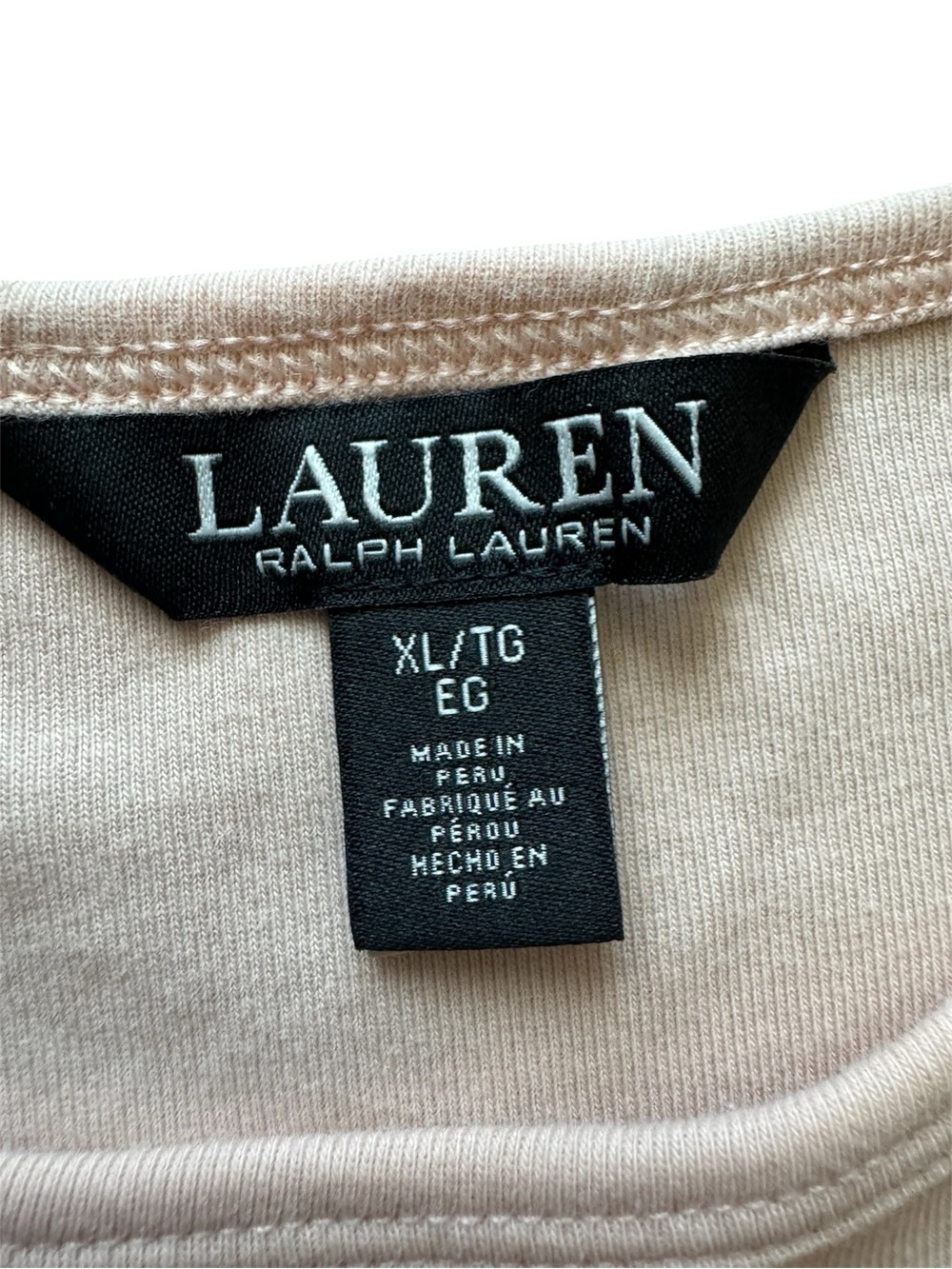 Lauren Ralph Lauren Blush Pink Stretch Cotton Crew Neck Tee Shirt XL LRL - Picture 5 of 10
